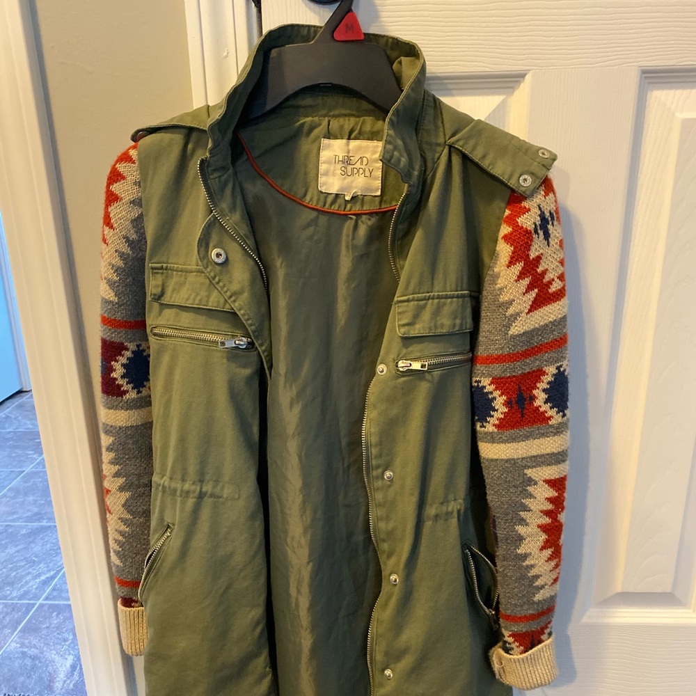 Green Army Style Jacket with hood